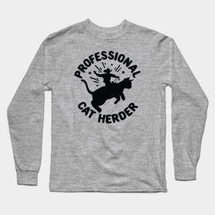 Professional Cat Herder Funny Cat Lover Graphic Long Sleeve T-Shirt